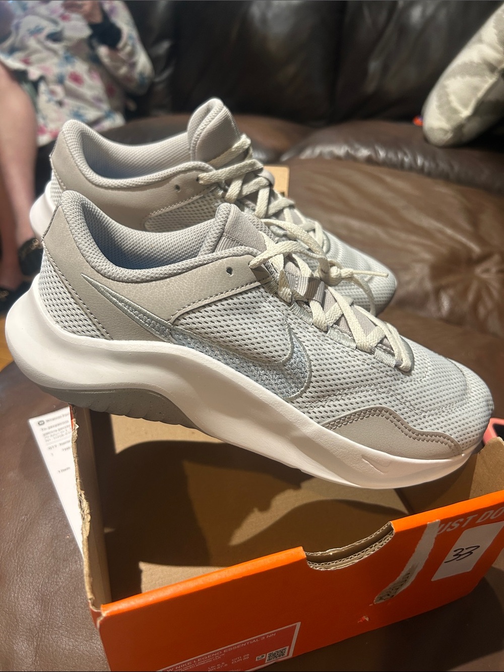 Nike Women's Light Gray Mesh Running Sneakers